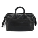 PRADA Hand Bag Leather Black Silver Auth 186430A-3