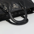 PRADA Hand Bag Leather Black Silver Auth 186430A-7