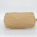 PRADA Hand Bag Vittero Dino Leather 2way Beige Silver Auth 186431V-5