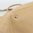 PRADA Hand Bag Vittero Dino Leather 2way Beige Silver Auth 186431V-19