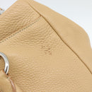 PRADA Hand Bag Vittero Dino Leather 2way Beige Silver Auth 186431V-9