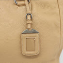PRADA Hand Bag Vittero Dino Leather 2way Beige Silver Auth 186431V-20
