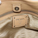 PRADA Hand Bag Vittero Dino Leather 2way Beige Silver Auth 186431V-22