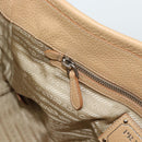 PRADA Hand Bag Vittero Dino Leather 2way Beige Silver Auth 186431V-25