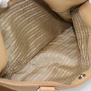 PRADA Hand Bag Vittero Dino Leather 2way Beige Silver Auth 186431V-28