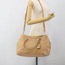 PRADA Hand Bag Vittero Dino Leather 2way Beige Silver Auth 186431V-29