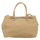 PRADA Hand Bag Vittero Dino Leather 2way Beige Silver Auth 186431V-2