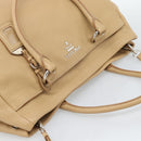 PRADA Hand Bag Vittero Dino Leather 2way Beige Silver Auth 186431V-6