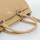 PRADA Hand Bag Vittero Dino Leather 2way Beige Silver Auth 186431V-7