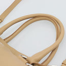PRADA Hand Bag Vittero Dino Leather 2way Beige Silver Auth 186431V-14