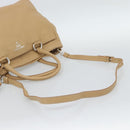 PRADA Hand Bag Vittero Dino Leather 2way Beige Silver Auth 186431V-8