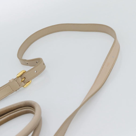 PRADA Hand Bag Leather 2way Beige Gold Auth 186432A