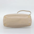 PRADA Hand Bag Leather 2way Beige Gold Auth 186432A-5