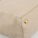 PRADA Hand Bag Leather 2way Beige Gold Auth 186432A-16