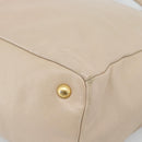 PRADA Hand Bag Leather 2way Beige Gold Auth 186432A-17