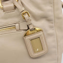 PRADA Hand Bag Leather 2way Beige Gold Auth 186432A-19