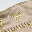 PRADA Hand Bag Leather 2way Beige Gold Auth 186432A-20
