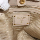 PRADA Hand Bag Leather 2way Beige Gold Auth 186432A-21