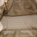 PRADA Hand Bag Leather 2way Beige Gold Auth 186432A-11
