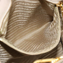 PRADA Hand Bag Leather 2way Beige Gold Auth 186432A-25