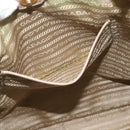 PRADA Hand Bag Leather 2way Beige Gold Auth 186432A-26