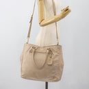 PRADA Hand Bag Leather 2way Beige Gold Auth 186432A-28
