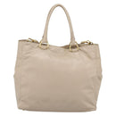 PRADA Hand Bag Leather 2way Beige Gold Auth 186432A-2