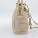 PRADA Hand Bag Leather 2way Beige Gold Auth 186432A-3