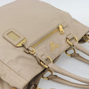 PRADA Hand Bag Leather 2way Beige Gold Auth 186432A-6