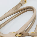 PRADA Hand Bag Leather 2way Beige Gold Auth 186432A-14