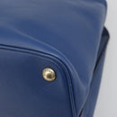 PRADA Hand Bag Safiano Leather Blue Gold Auth 186433A-15