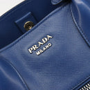 PRADA Hand Bag Safiano Leather Blue Gold Auth 186433A-17