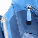 PRADA Hand Bag Safiano Leather Blue Gold Auth 186433A-20