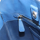 PRADA Hand Bag Safiano Leather Blue Gold Auth 186433A-21