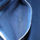 PRADA Hand Bag Safiano Leather Blue Gold Auth 186433A-23