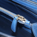 PRADA Hand Bag Safiano Leather Blue Gold Auth 186433A-24