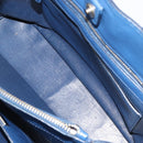 PRADA Hand Bag Safiano Leather Blue Gold Auth 186433A-26