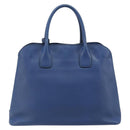 PRADA Hand Bag Safiano Leather Blue Gold Auth 186433A-2