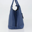 PRADA Hand Bag Safiano Leather Blue Gold Auth 186433A-3