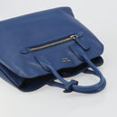 PRADA Hand Bag Safiano Leather Blue Gold Auth 186433A-6