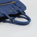 PRADA Hand Bag Safiano Leather Blue Gold Auth 186433A-7