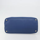 PRADA Hand Bag Safiano Leather Blue Gold Auth 186433A-5