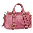 Miu Miu Hand Bag Leather 2way Pink Gold Auth 186436SAM-1