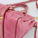 Miu Miu Hand Bag Leather 2way Pink Gold Auth 186436SAM-16