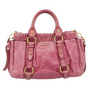 Miu Miu Hand Bag Leather 2way Pink Gold Auth 186436SAM-13