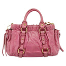Miu Miu Hand Bag Leather 2way Pink Gold Auth 186436SAM-2