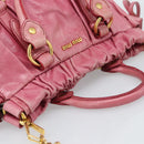 Miu Miu Hand Bag Leather 2way Pink Gold Auth 186436SAM-6