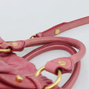 Miu Miu Hand Bag Leather 2way Pink Gold Auth 186436SAM-8