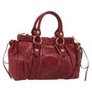 Miu Miu Hand Bag Leather 2way Red Gold Auth 186437SAM-1