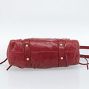 Miu Miu Hand Bag Leather 2way Red Gold Auth 186437SAM-5